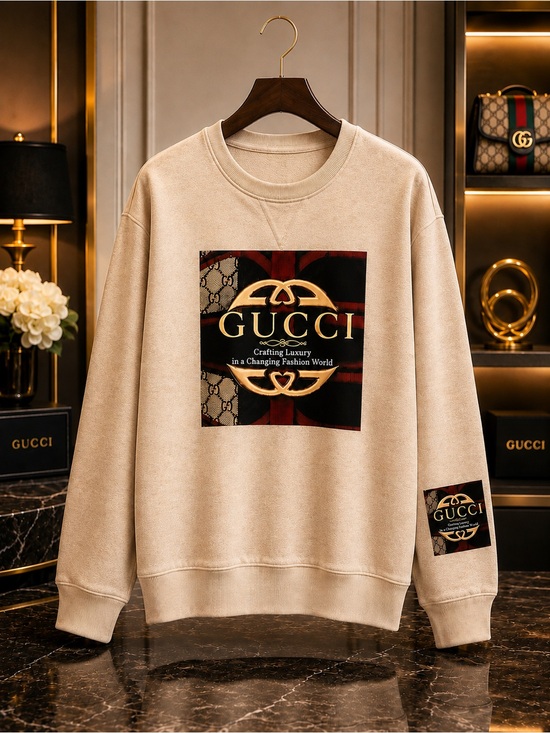 Custommade Tops - Beige Logo Crewneck Sweater